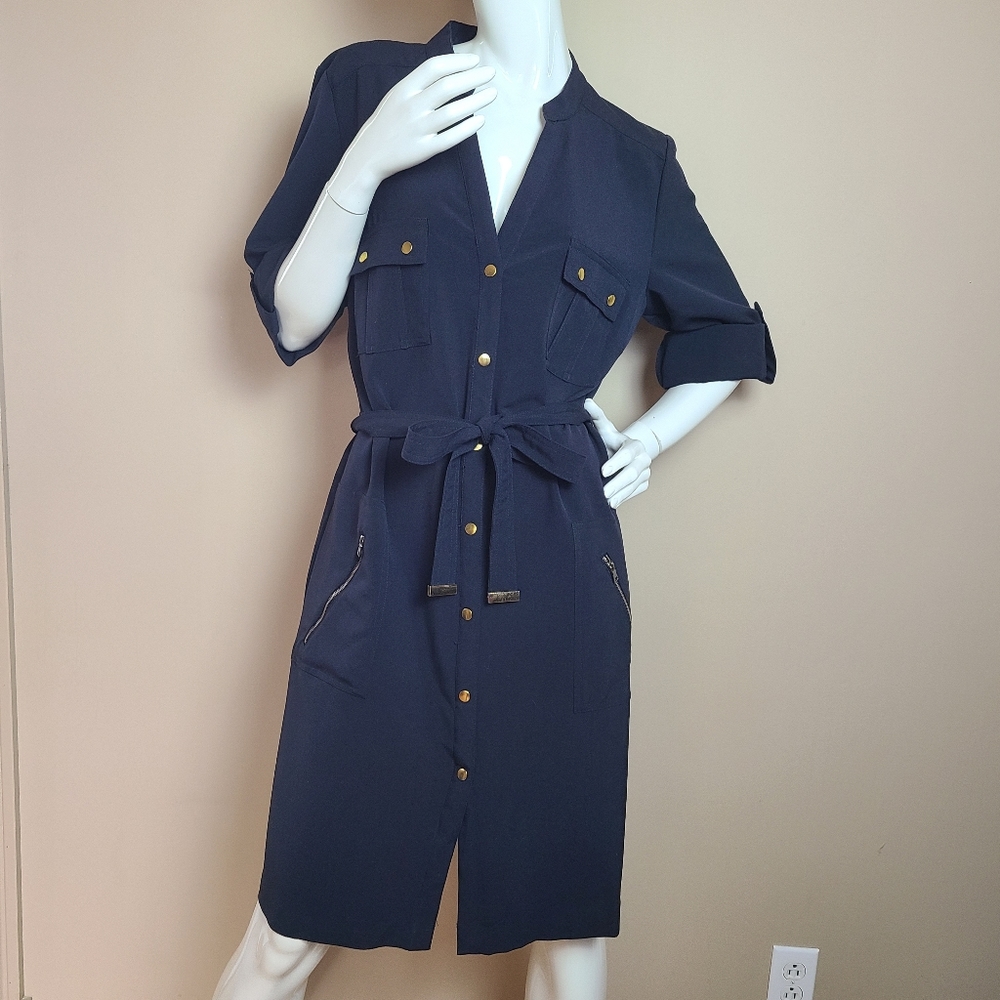 Zac & Rachel NWOT Women's Navy Gold Hardware Nautical Classic Utility Dress